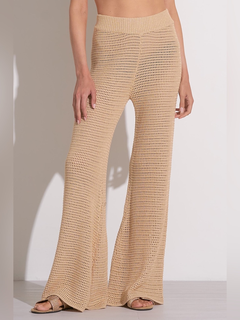 Elan Beige Crochet Wide Leg Pants
